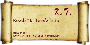 Kozák Terézia névjegykártya